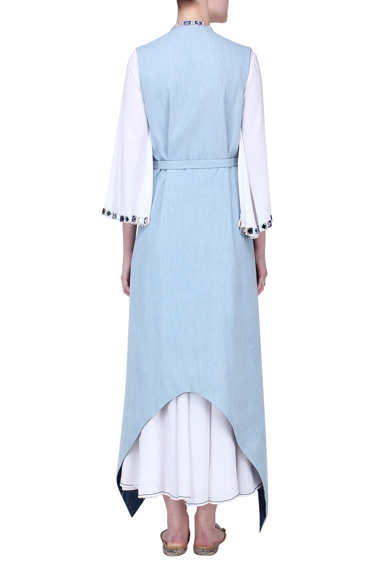 SKY BLUE DARK BLUE DENIM REVERSIBLE TRENCHCOAT