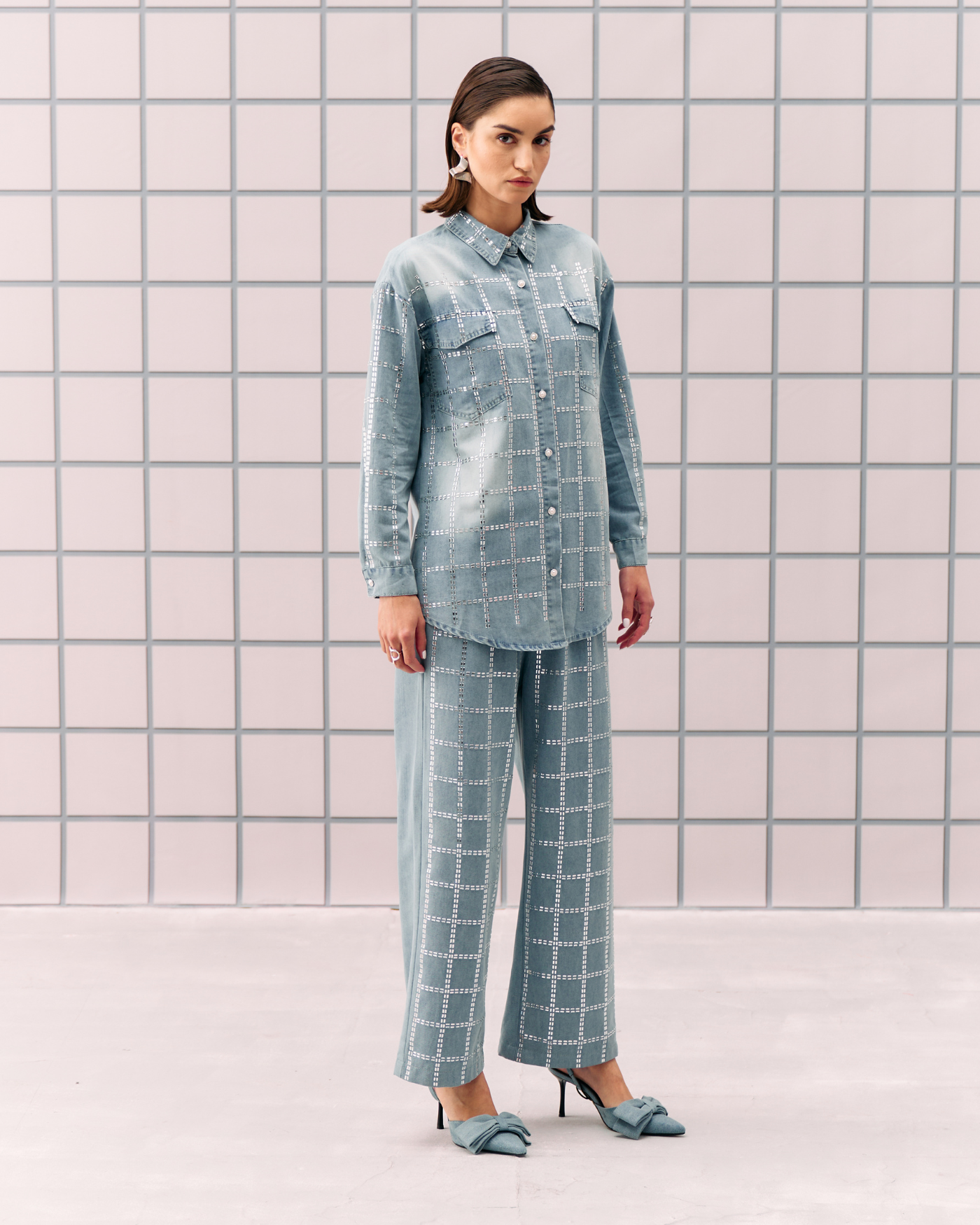LIGHT BLUE AIM DENIM COORD SET