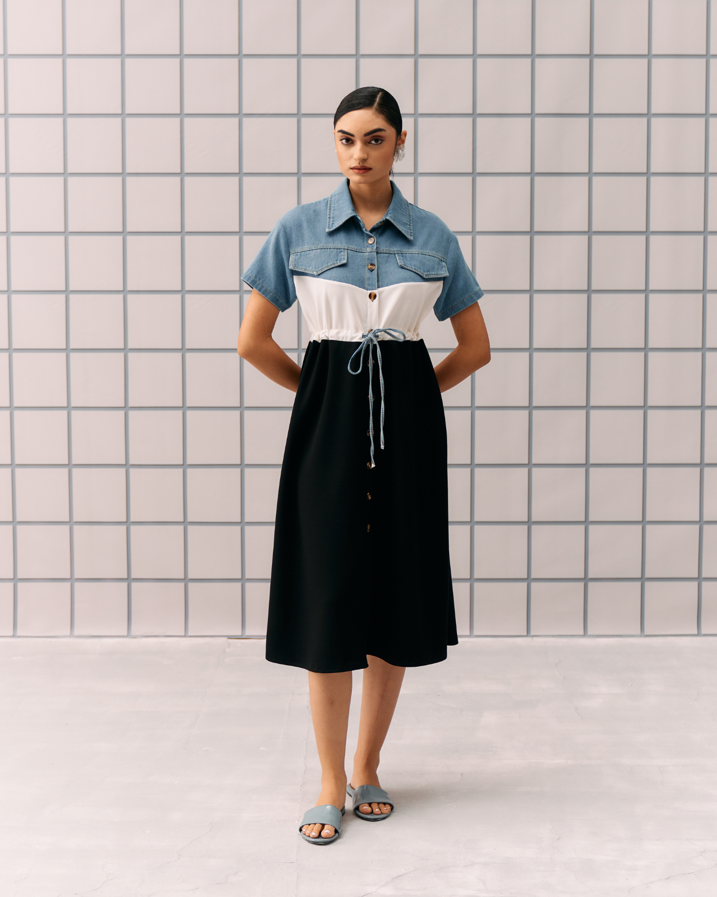 BLACK DENIM CAPRI DRESS