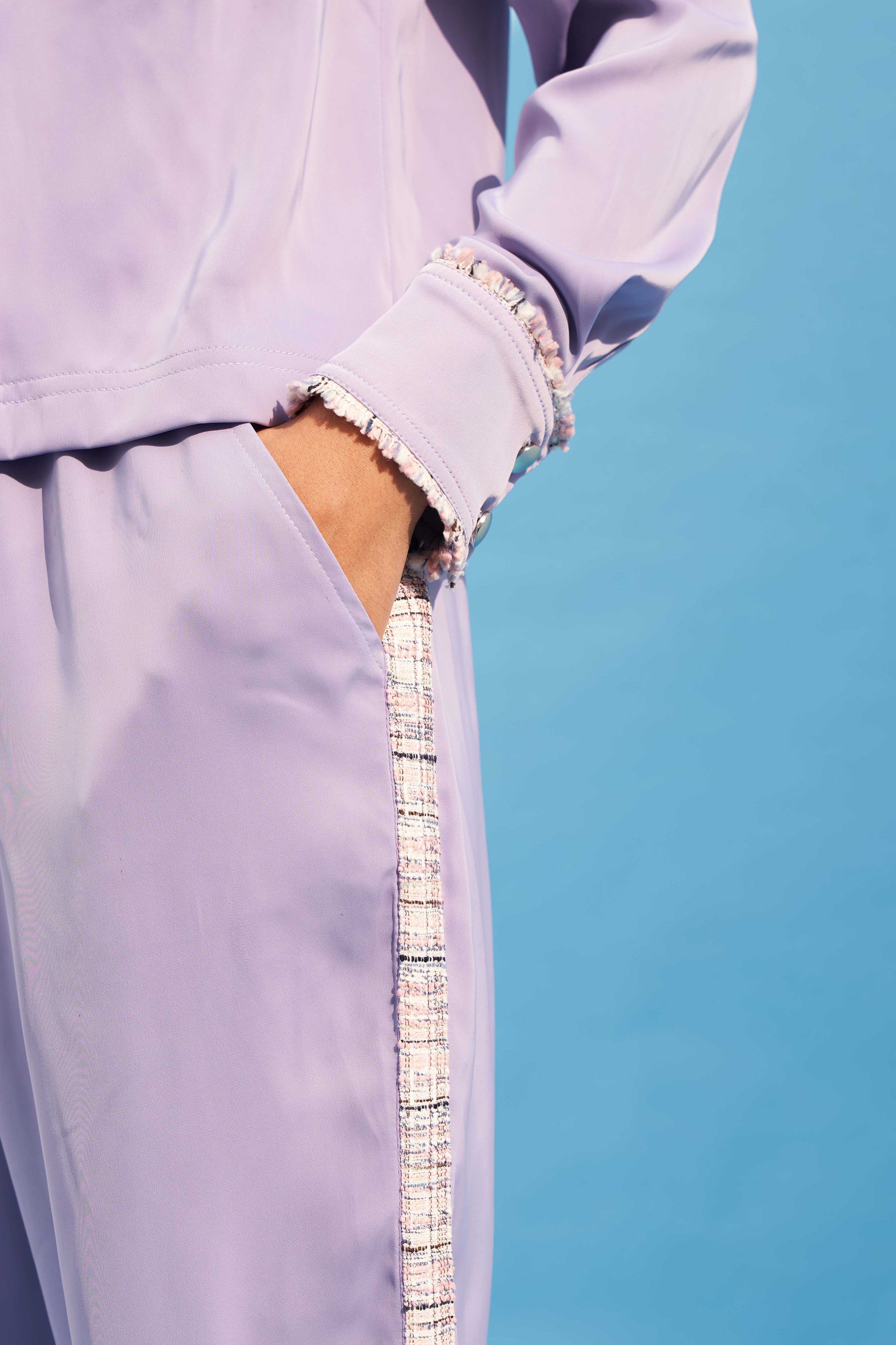 PURPLE CREPE WITH TWEED JOGGERS PANT