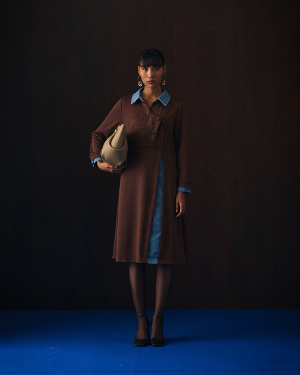 BROWN LINEA DRESS