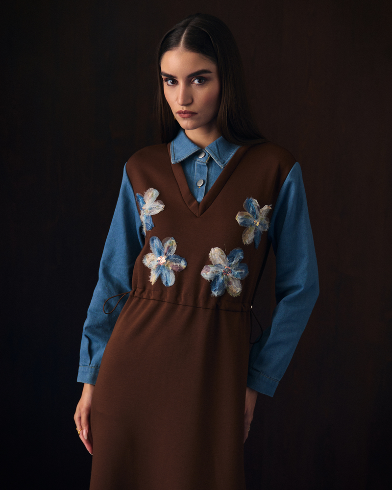 BROWN COSMICS DRESS