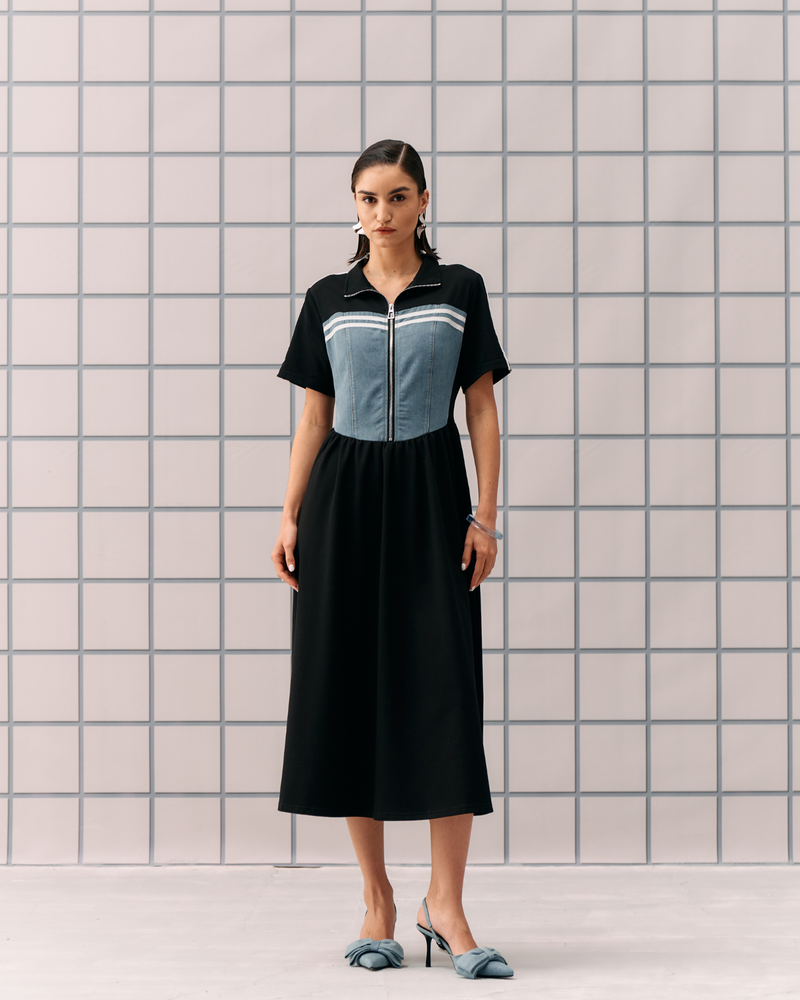 BLACK DENIM HIBO DRESS