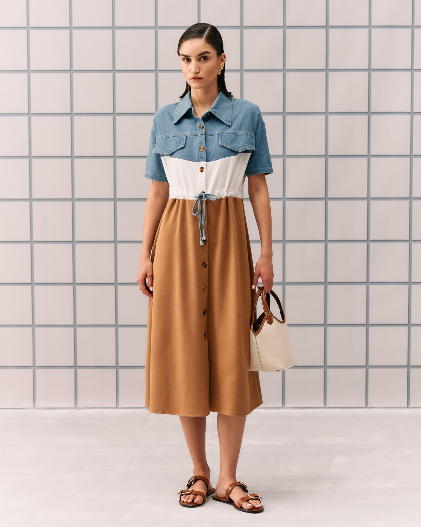 BROWN DENIM CAPRI DRESS