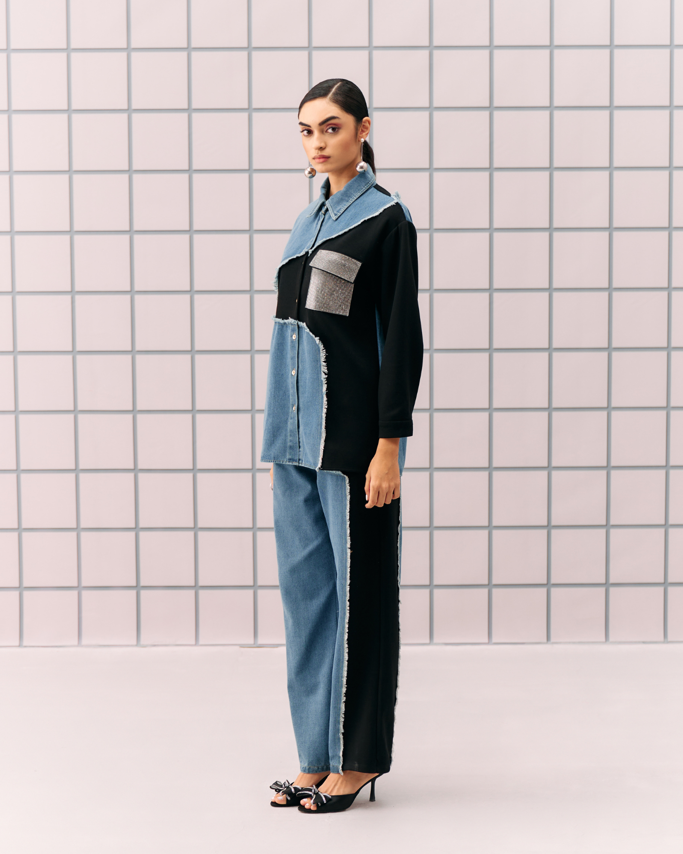 BLACK DENIM TIA COORD SET