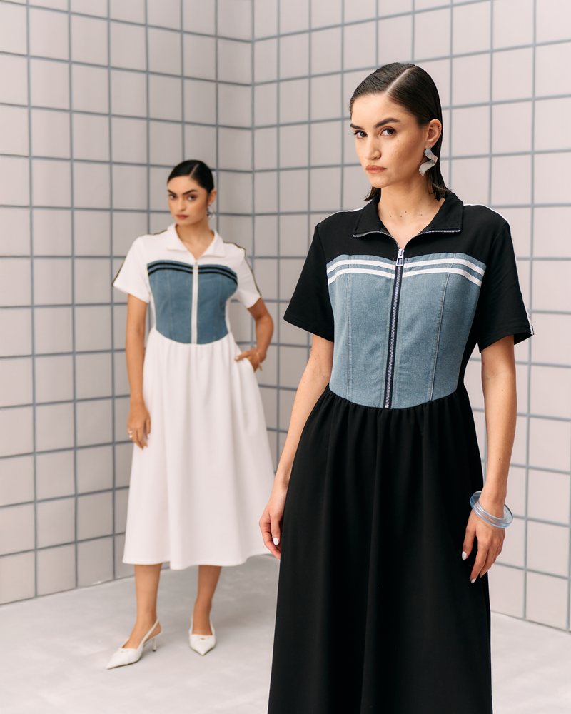 BLACK DENIM HIBO DRESS