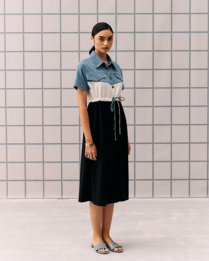 BLACK DENIM CAPRI DRESS