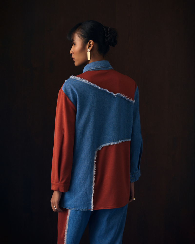 ORANGE DENIM TIA COORD SET