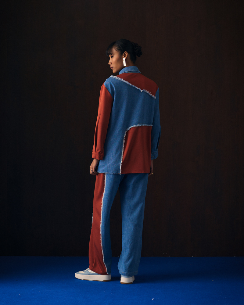 ORANGE DENIM TIA COORD SET