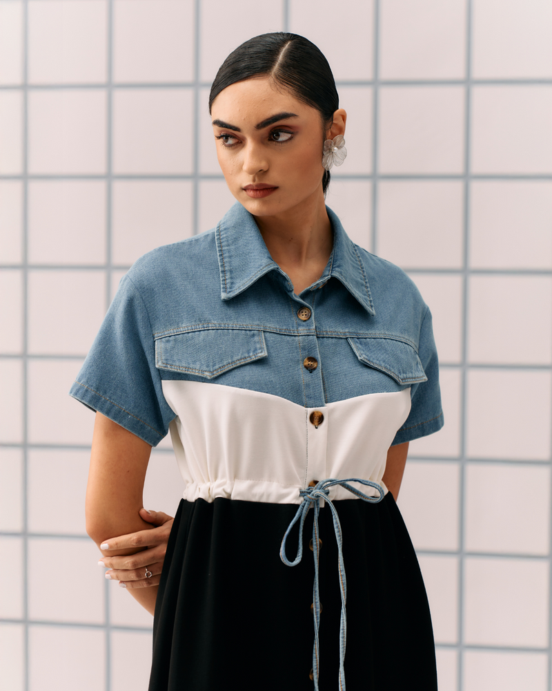 BLACK DENIM CAPRI DRESS