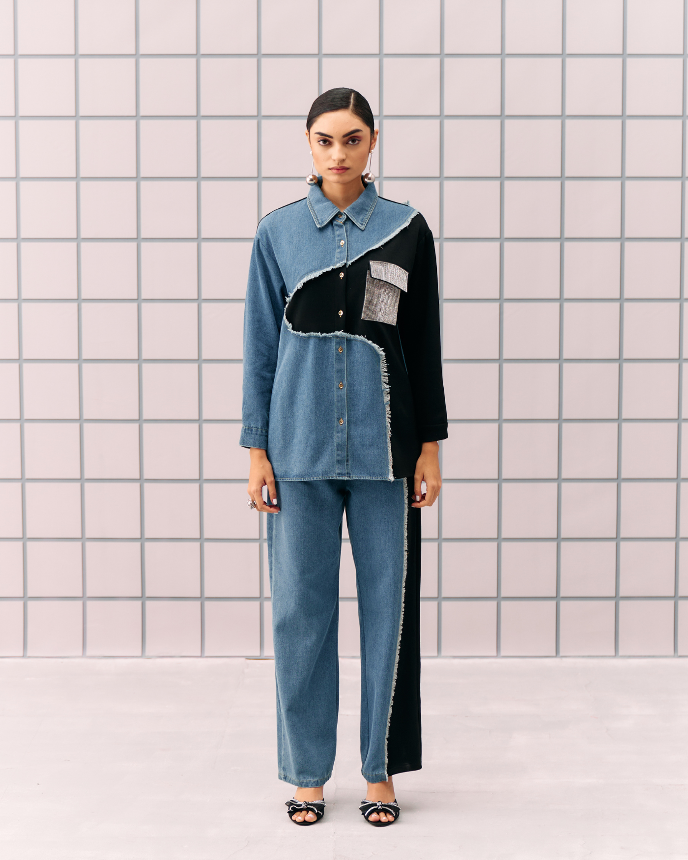 BLACK DENIM TIA COORD SET