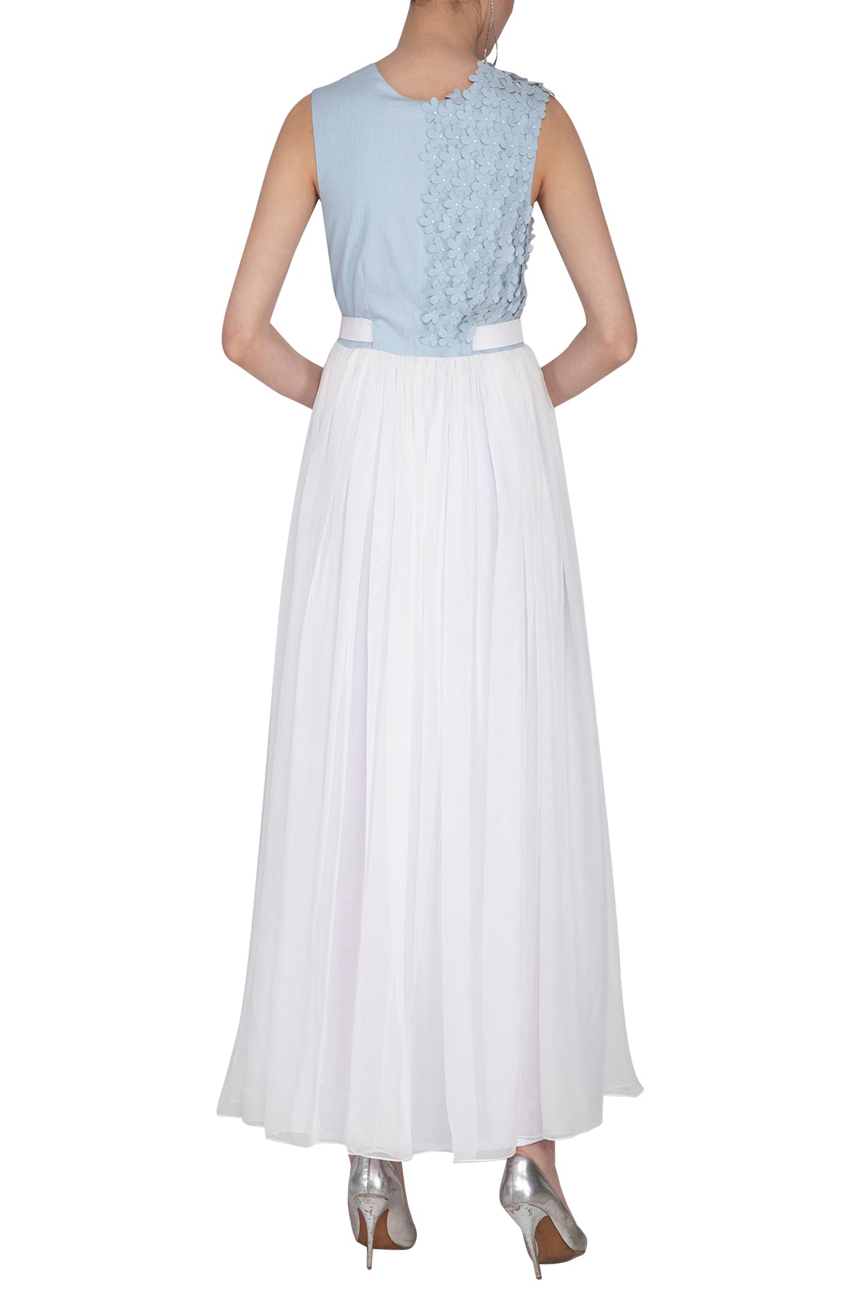 BLUE AND WHITE EMBROIDERED DRESS
