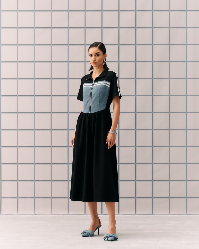 BLACK DENIM HIBO DRESS