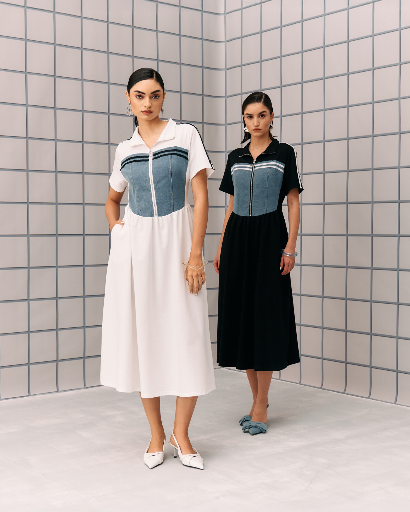 WHITE DENIM HIBO DRESS
