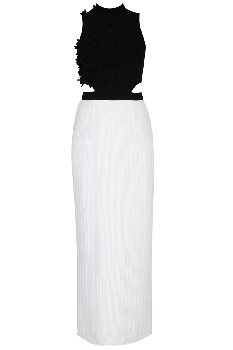 WHITE AND BLACK EMBROIDERED DRESS