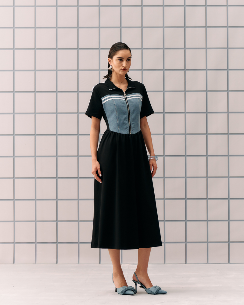 BLACK DENIM HIBO DRESS