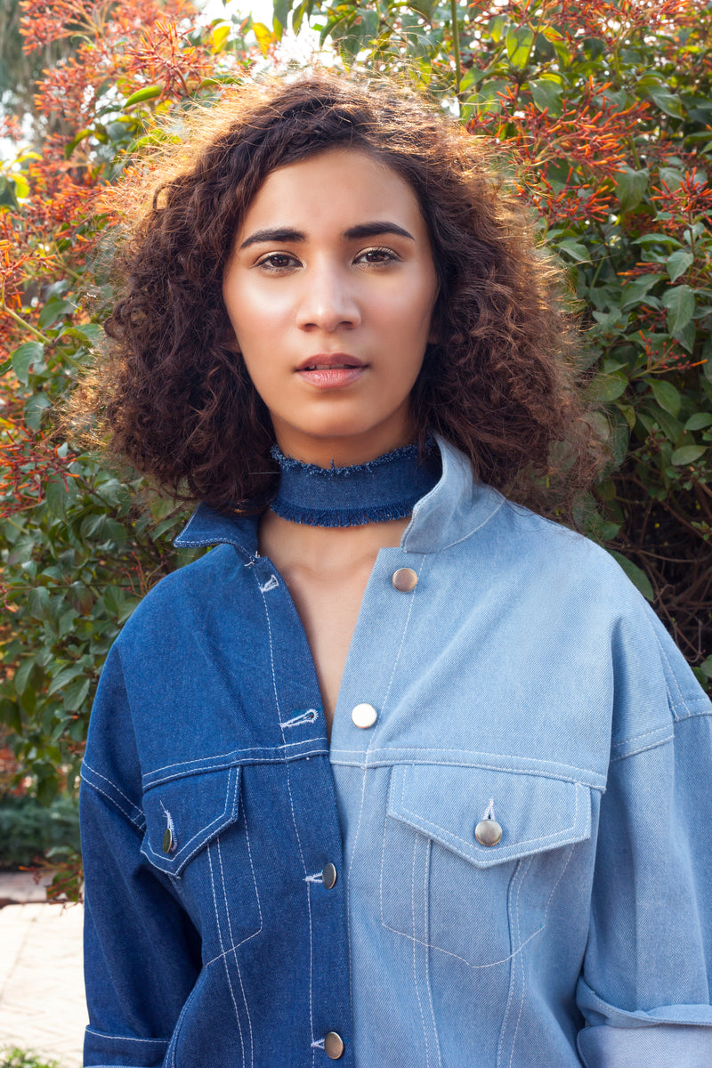 SKY AND DARK BLUE OVERSIZED JACKET
