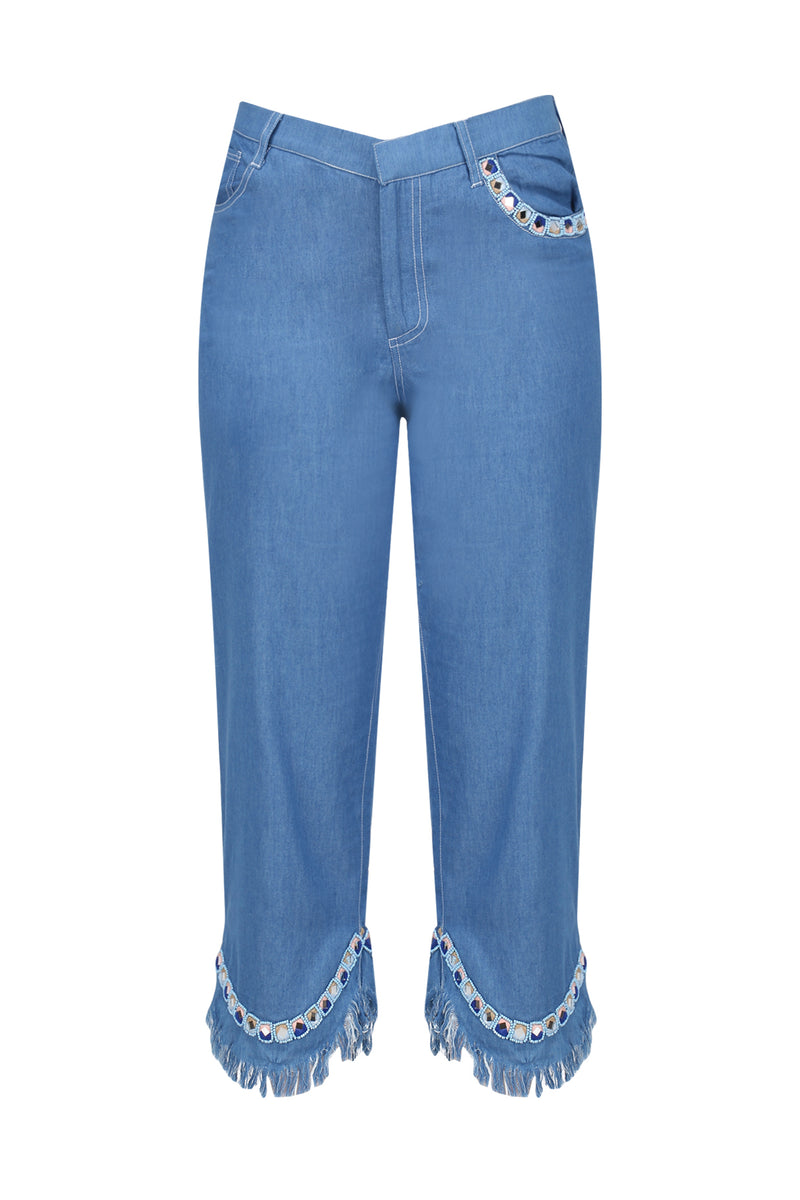 MEDIUM BLUE DENIM CULOTTES