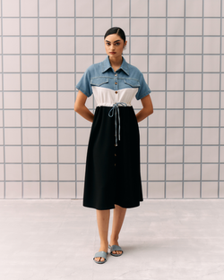 BLACK DENIM CAPRI DRESS