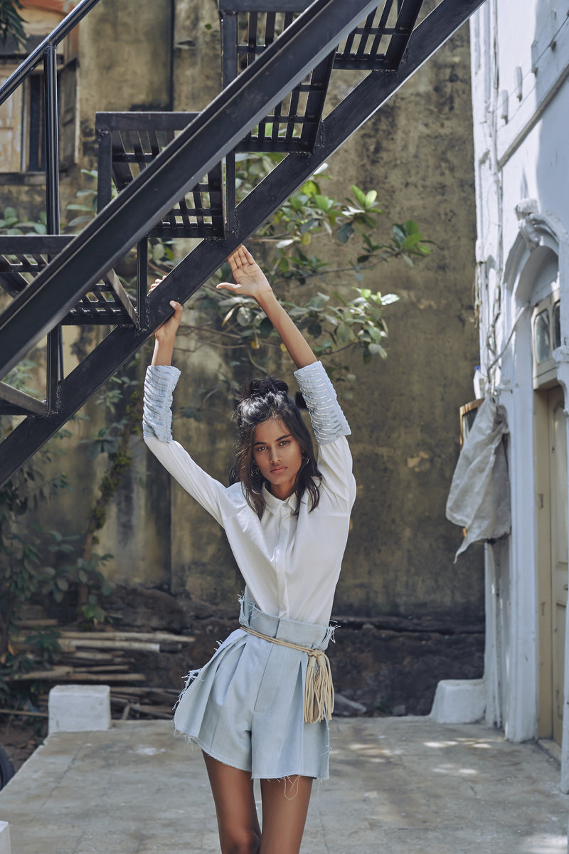 WHITE EMBROIDERED SHIRT