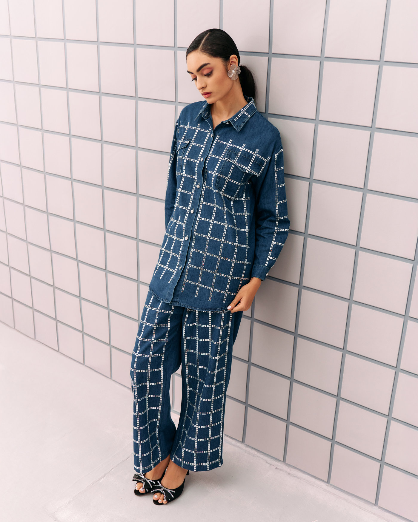 DARK BLUE AIM DENIM COORD SET