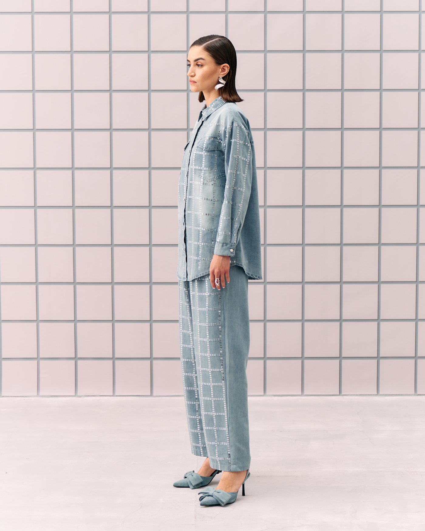 LIGHT BLUE AIM DENIM COORD SET