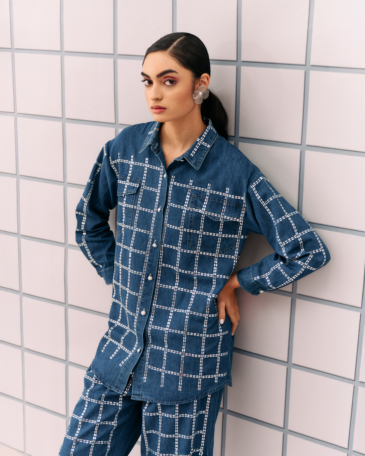 DARK BLUE AIM DENIM COORD SET