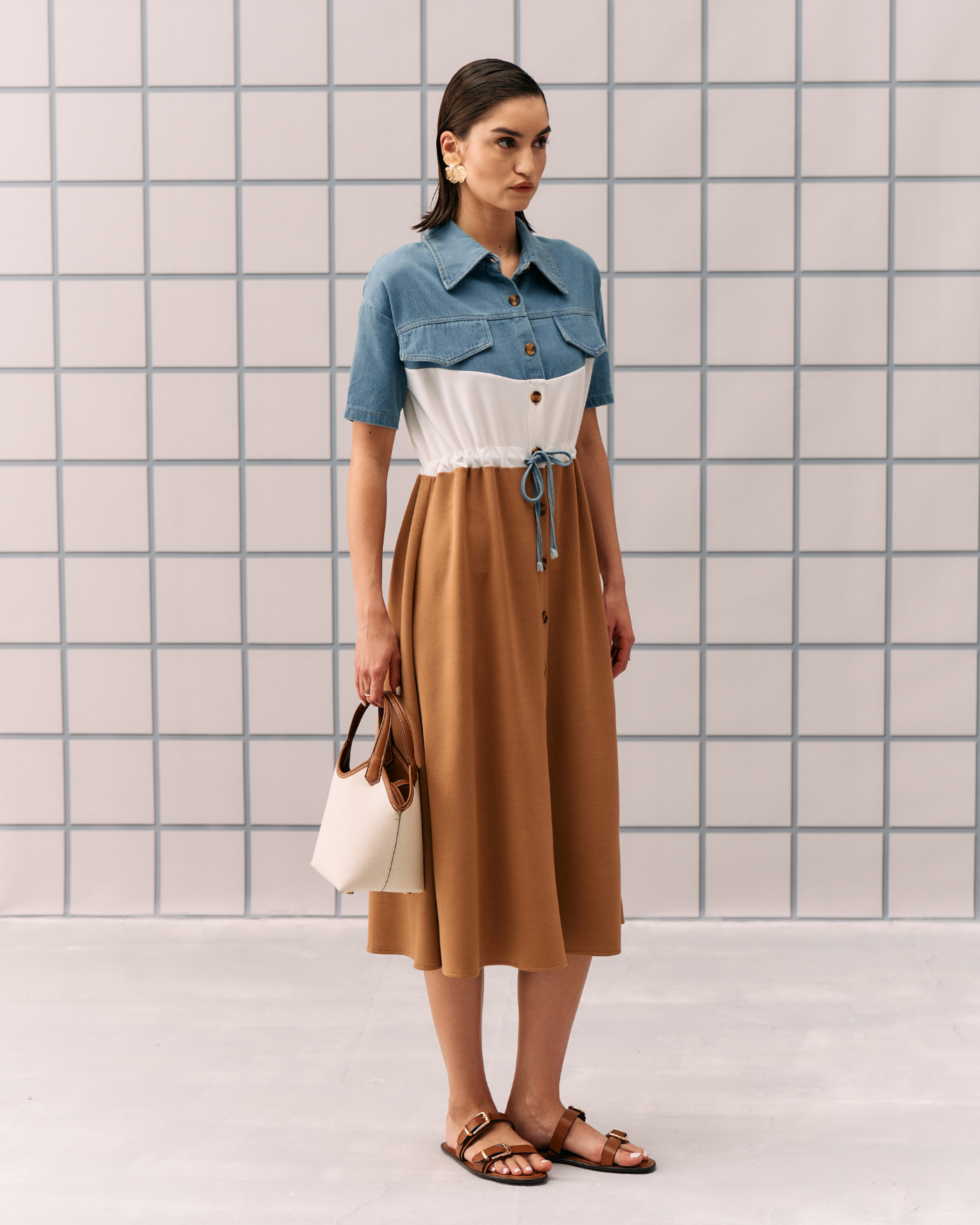 BROWN DENIM CAPRI DRESS