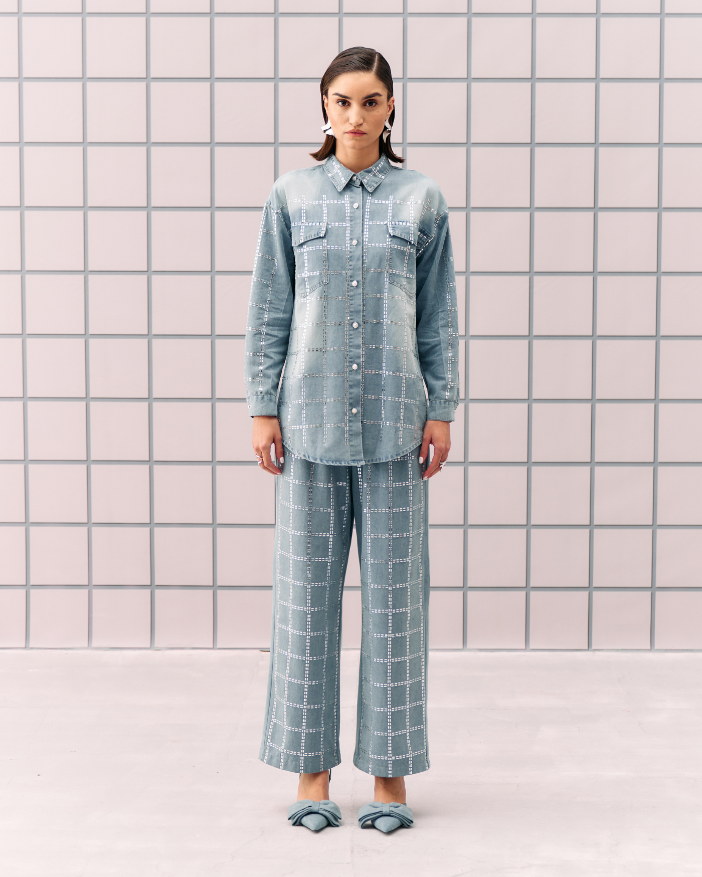 LIGHT BLUE AIM DENIM COORD SET