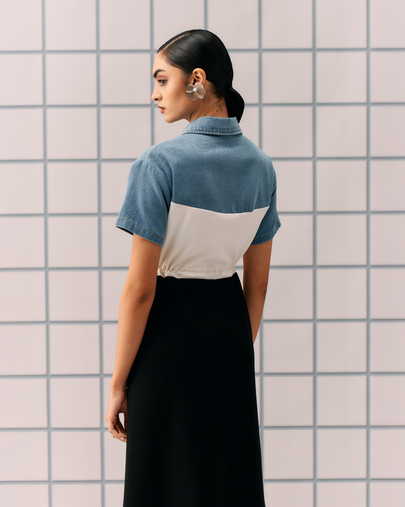 BLACK DENIM CAPRI DRESS