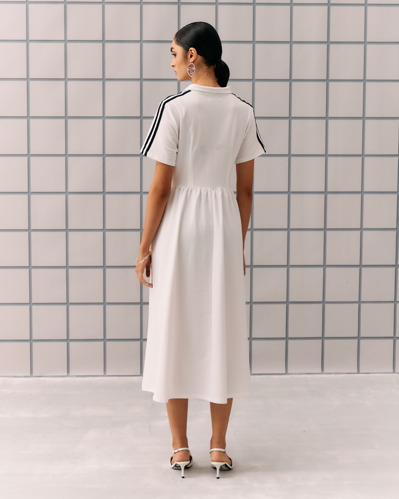 WHITE DENIM HIBO DRESS