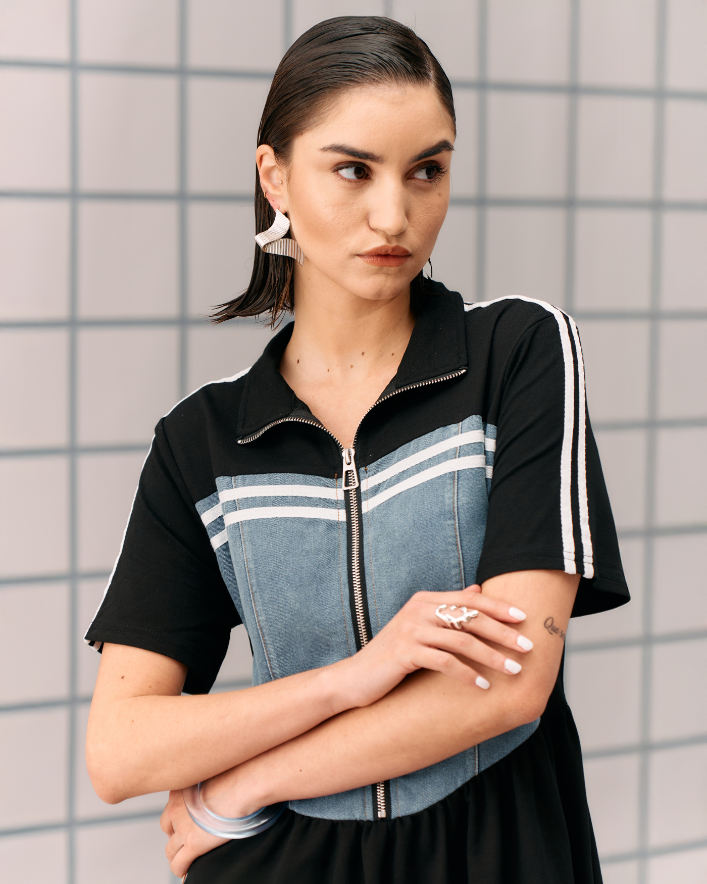 BLACK DENIM HIBO DRESS