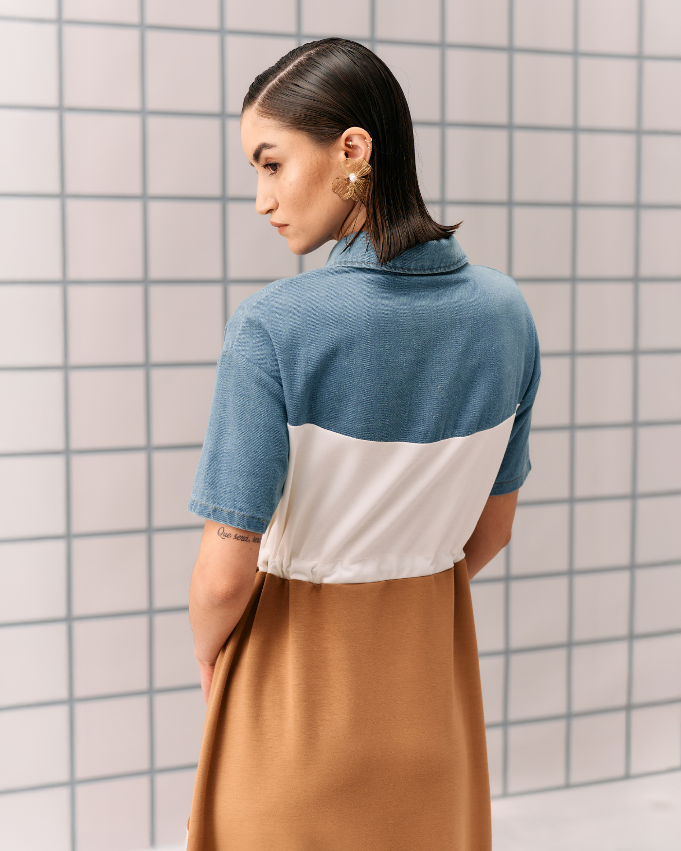 BROWN DENIM CAPRI DRESS