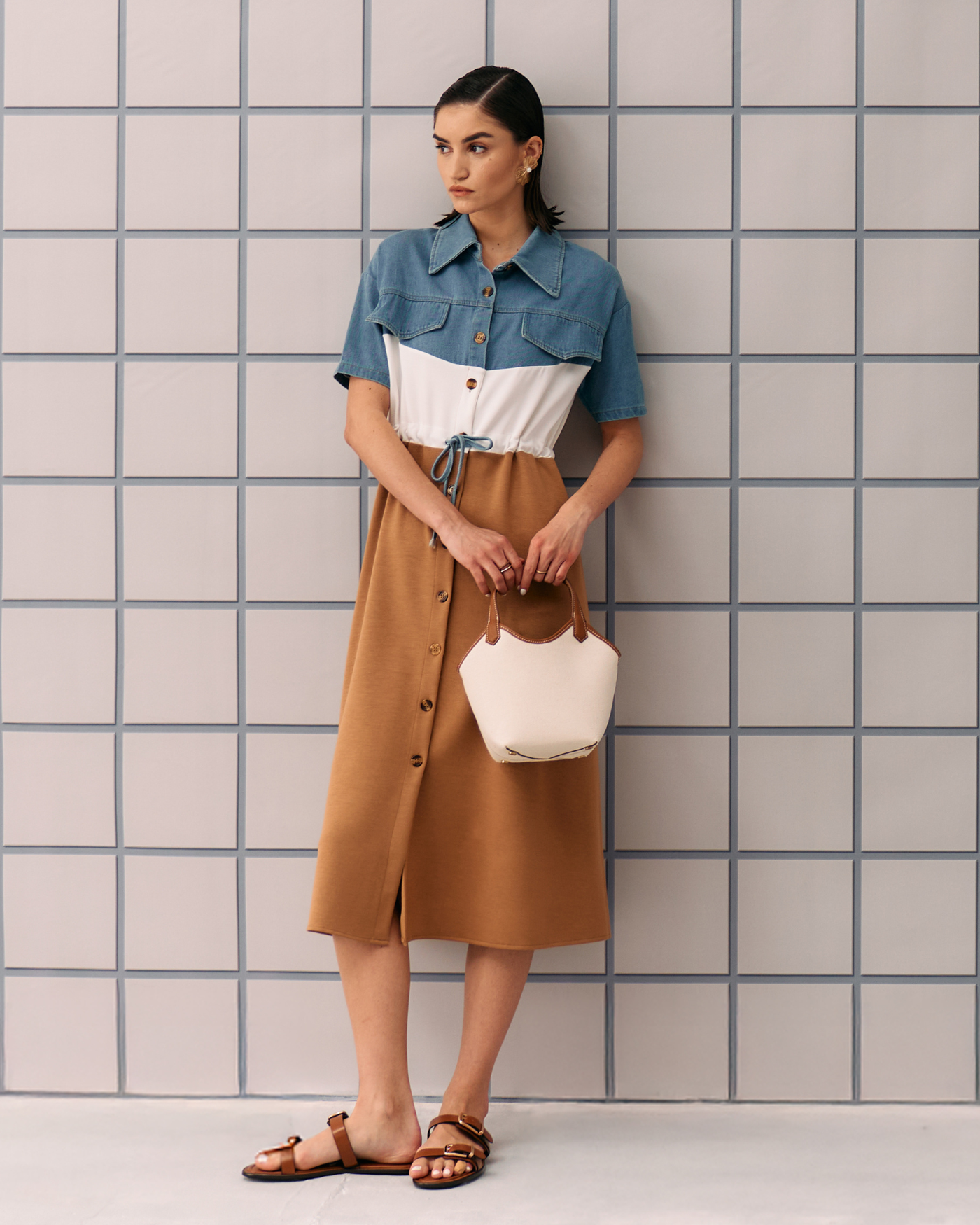 BROWN DENIM CAPRI DRESS