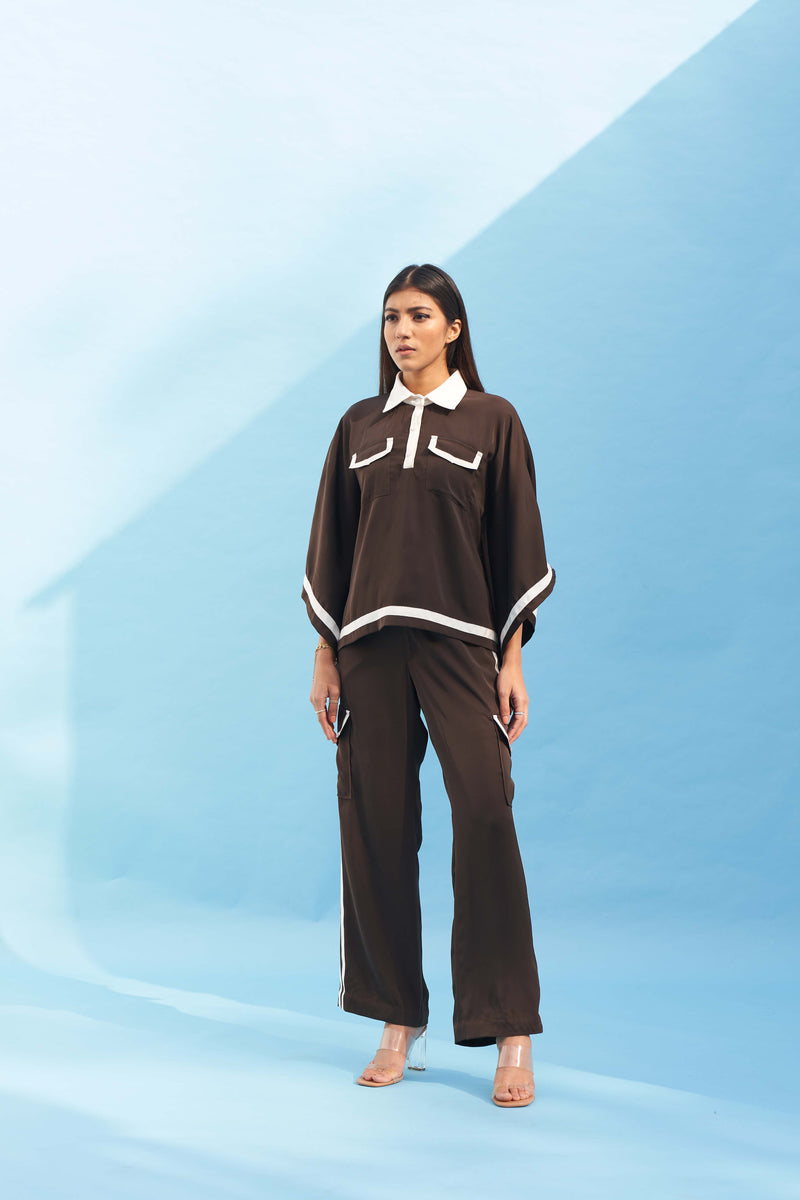 BROWN CREPE SPORTY PANT