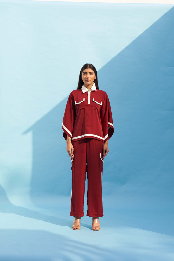 RED CREPE SPORTY PANT
