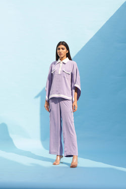 PURPLE CREPE SPORTY PANT